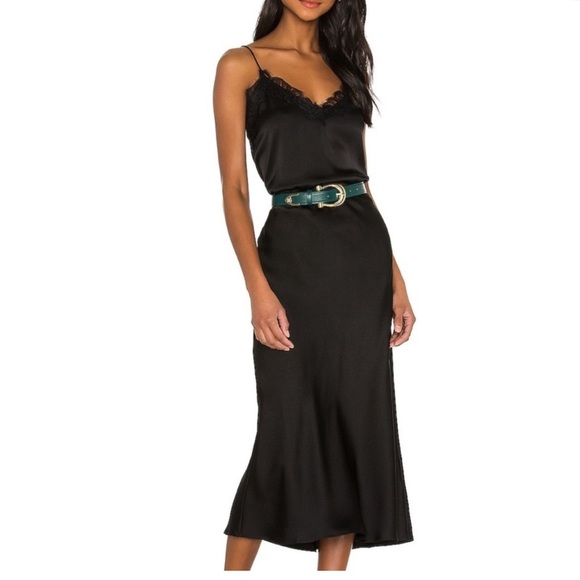 Anine Bing Bar Silk Skirt in Black - Picture 1 of 6